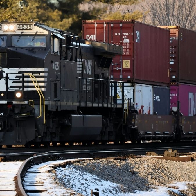 train hauling cargo containers